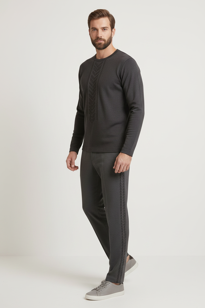 Men's Twin Chevron Ensemble - Charcoal